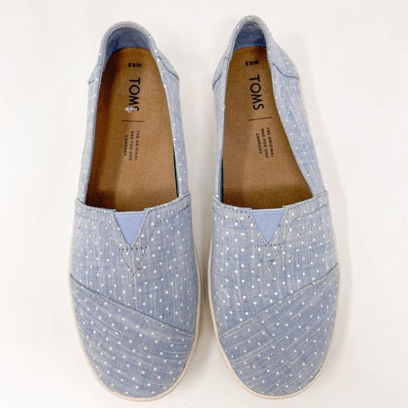 TOMS Womens Avalon Sneaker Shoe Blue Polka Dot Sz 6.5 - Picture 3 of 8